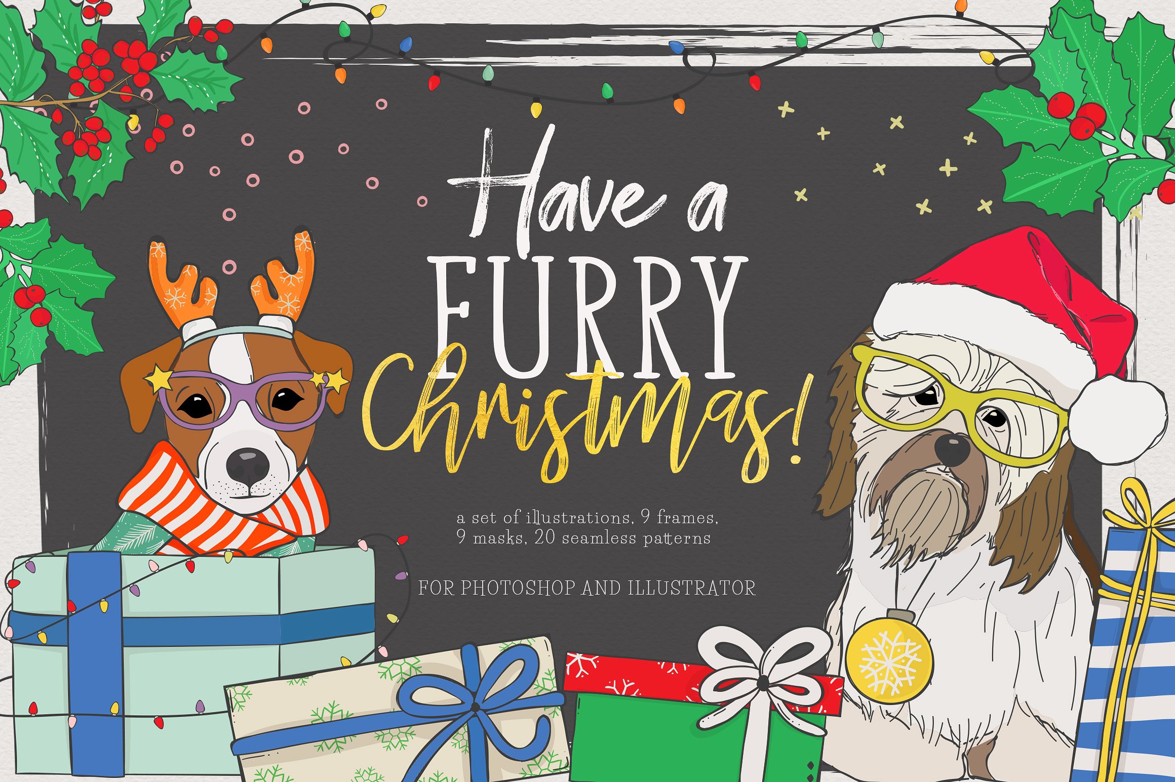 有趣的圣诞节插画 have a furry christmas – 云瑞
