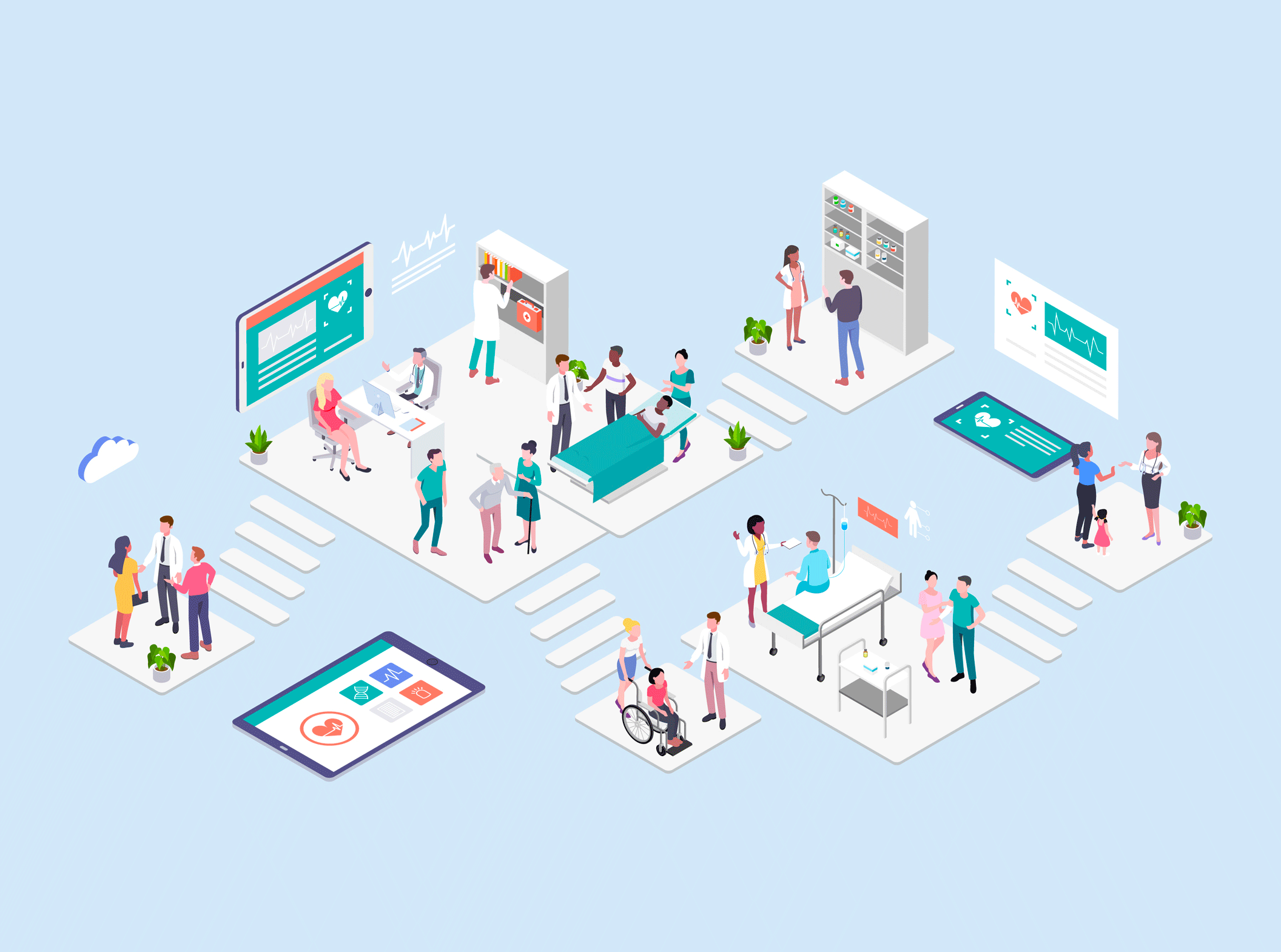 5d医院相关主题的矢量插画素材下载 [ai]