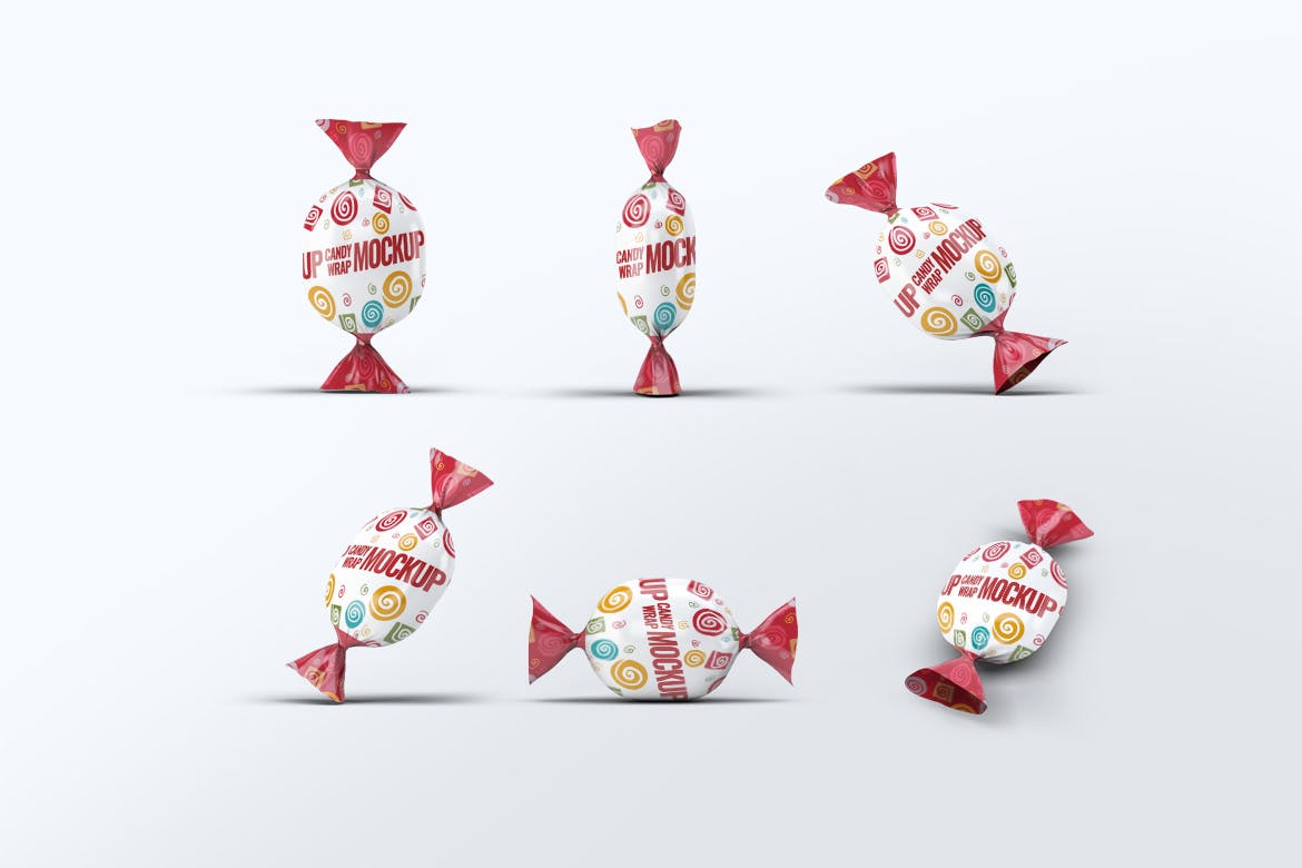 vip素材 mockups 样机| 6个psd缤纷糖果包装纸模型